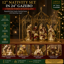 PRE ORDER  12" Nativity Set in 24" Gazebo – Large Religious Christmas Scene Decoration, Holy Family Holiday Display for Home & Church PRE ORDER