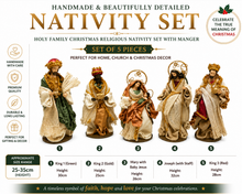 Holy Family Christmas Religious Handmade Nativity Set with Manger - 25-35cm