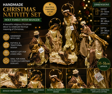 Handmade Christmas Nativity Set 35–51cm – Holy Family with Manger, Religious Christian Decor for Home, Church & Holiday Display