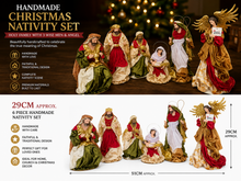 40cm Handmade Red Christmas Nativity Scene with Manger & Angel | Religious Holy Family Christmas Decoration  PRE ORDER