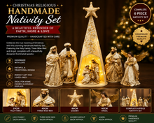 Christmas Religious Handmade Nativity Set with 29cm Holy Family Figurines, 88cm Gazebo, 40cm Wise Men, and 40cm Angel
