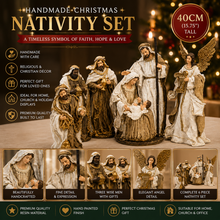 40cm Handmade Christmas Nativity Set – Holy Family, Standing Angel & 3 Wise Men, Religious Christian Home Decor, Nativity Scene Holiday Gifts