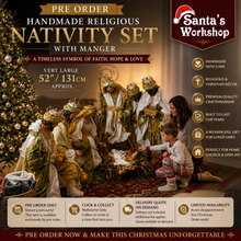 PRE ORDER Christmas Handmade Religious Nativity Ornament Set with Manger (Very Large - Approx. 52" | 131 cm) - Christmas 2026