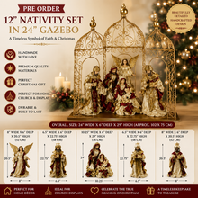 PRE ORDER  12" Nativity Set in 24" Gazebo – Large Religious Christmas Scene Decoration, Holy Family Holiday Display for Home & Church PRE ORDER