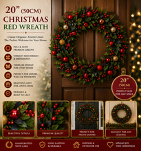 PRE ORDER 20” (50cm)Christmas Red Wreaths 51cm - Perfect Christmas Decor Ornament Wreath (Pre-Order 2026)