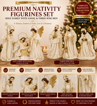 PRE ORDER 18"(46cm) Handmade Premium Nativity Scene Figurines Set – Holy Family with Angel & 15.75in Three Wise Men, Exclusive Artisan Christmas Decor