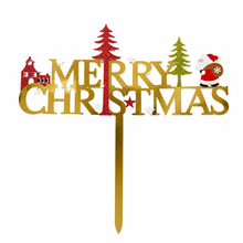 3PCS Merry Christmas Red & Gold Cake Toppers | Glitter Merry Christmas Cake Decorations for Christmas Cakes, Cupcakes, Dessert Tables & Holiday Parties