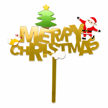 1pc Merry Christmas Gold Cake Toppers | Glitter Merry Christmas Cake Decorations for Christmas Cakes, Cupcakes, Dessert Tables & Holiday Parties