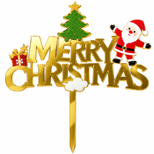 3pcs Merry Christmas Red Green & Gold Cake Toppers | Glitter Merry Christmas Cake Decorations for Christmas Cakes, Cupcakes, Dessert Tables & Holiday Parties