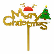 Xmas Party Supplies Cake Topper Acrylic Décor Double Layer Merry Christmas