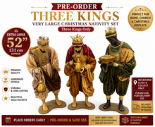 Very large Christmas three kings only(52") 131 cm  approx (PRE ORDER CHRISTMAS 2026)PRE-ORDER Extra Large 52" / 131cm Three Wise Men Nativity Set – Three Kings Christmas Religious Figures | Melbourne Click & Collect