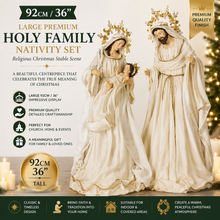 92cm / 36" Large Holy Family Nativity Set – Premium Religious Christmas Stable Scene, Church & Home Display