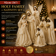 92cm / 36" Large Holy Family Nativity Set with Angel – Premium Religious Christmas Stable Scene, Church & Home Display