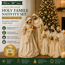 PRE ORDER 92cm (36") Holy Family Nativity Set – Large Christmas Religious Decoration, Style Stable Scene, Elegant Holiday Home & Church Display
