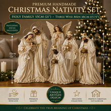 55cm Large Handmade Christmas Nativity Set with 38cm Three Wise Men & Angel – Premium Holy Family Religious Figurines