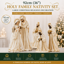 PRE ORDER 92cm (36") Holy Family Nativity Set – Large Christmas Religious Decoration, Stable Scene, Elegant Holiday Home & Church Display