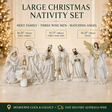 Large Christmas Nativity Set – 16.25″ Holy Family, 15.75″ Three Wise Men & 14.25″ Angel