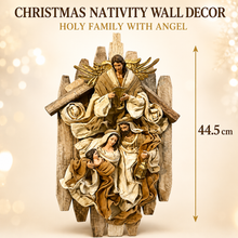Christmas Religious Holy Family with Angel on 8.25”Holy Family 17.5” (45cm) Stable Wall Decor wreath