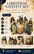 ⭐ 20.25" Christmas Religious Handmade Nativity Set with 3 Wise Men & Holy Family – 53cm Christian Christmas Manger Scene Decoration ⭐