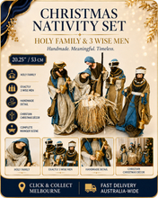 ⭐ 20.25" Christmas Religious Handmade Nativity Set with 3 Wise Men & Holy Family – 53cm Christian Christmas Manger Scene Decoration ⭐