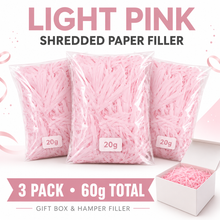 3 bags x Light pink Shredded paper hamper filler 20grams ,3pack x 20grams Gift Wrapping Shredded Paper, Suitable for Wedding, Valentine'S Day, Father'S Day, Mother'S Day, Christmas, Party Decoration