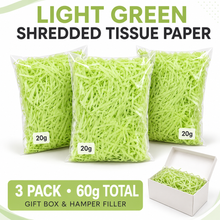 3 bags x Light green Shredded tissue paper hamper filler 20grams