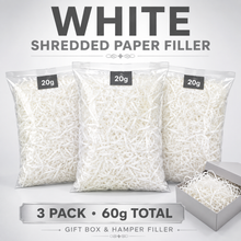White Shredded paper hamper filler 3 x 20grams Gift Wrapping Shredded Paper, Suitable for Wedding, Valentine'S Day, Father'S Day, Mother'S Day, Christmas, Party Decoration