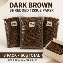 Dark Brown Shredded tissue crepe paper 3 x 20grams Black Gift Wrapping Shredded Paper, Suitable for Wedding, Valentine'S Day, Father'S Day, Mother'S Day, Christmas, Party Decoration