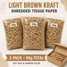 3 bags x Light Brown Kraft Shredded tissue paper 20 grams
