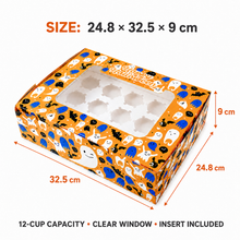 6pcs Halloween design 12 hole cupcake boxes including inserts