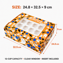 6pcs Halloween design 12 hole cupcake boxes including inserts