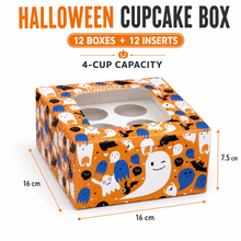 12pcs Halloween design 4 hole cupcake boxes including inserts