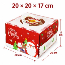 6PCS Christmas Cake Boxes with Handle – 20 x 20 x 17cm Festive Bakery Gift Boxes for Cakes & Holiday Treats