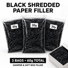 3pcs 20g Black Pack of Raffia Grass Paper Filler - Black, Suitable for Gift Wrapping, Christmas, Wedding, Birthday, Valentine's Day Decoration Filler, Holiday Packaging | Soft Tone | Lightweight Filling Material