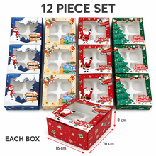 12pcs Gift for Her/Him New Christmas Gift Boxes with 4 Compartments - Featuring Festive Snowman And Tree Designs - Equipped with Insert Dividers, Suitable for Holiday Gifts And Party Favors for 500 Different Occasions