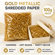 Gold Metallic Shredded tissue crepe paper hamper filler 100 grams