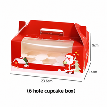 Christmas 6 hole cupcake bakery box  12 pcs