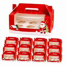 Christmas 6 hole cupcake bakery box  12 pcs