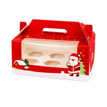 Christmas 6 hole cupcake bakery box  12 pcs