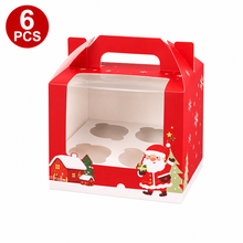6pcs Gift for Her/Him Christmas New Handle Box 4-Cavity/Holes Transparent PVC Window Muffin, Colorful & Firm Gift Box Packaging for Parties, Family, Friends, Colleague Activities, Weddings, Christmas Trees, Classrooms, Party Favors, Art & Craft, 4 hole