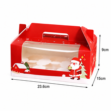 Red Christmas Themed 6 hole cupcake bakery box 12pcs carry handle