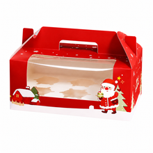 Red Christmas Themed 6 hole cupcake bakery box 12pcs carry handle