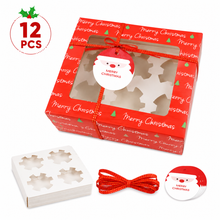 Christmas Red Green Cookie cupcake bakery boxes 12pcs