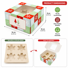 12PCS Christmas Red Green Cookie cupcake bakery box including inserts, ribbon and tags
