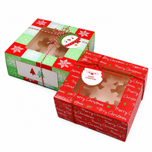 12PCS Christmas Red Green Cookie cupcake bakery box including inserts, ribbon and tags