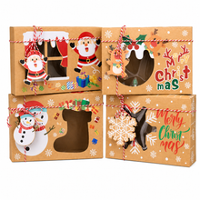 12pcs Large Sturdy Kraft Paper Christmas Gift Boxes with Rop Closure - Santa House-Shaped Lid, Foldable Party Favor Packaging for Candy,, Holiday Decorations - New Year & Xmas Party Supplies