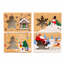 Christmas themed brown Kraft cookie cake biscuit bakery gift box 12 pcs