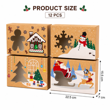 Christmas themed brown Kraft cookie cake biscuit bakery gift box 12 pcs