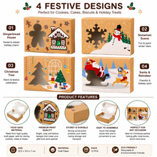 Christmas themed brown Kraft cookie cake biscuit bakery gift box 12 pcs