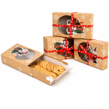 12PCS Christmas Cookie Bakery Boxes – Santa & Elf Design Gift Packaging for Holiday Treats